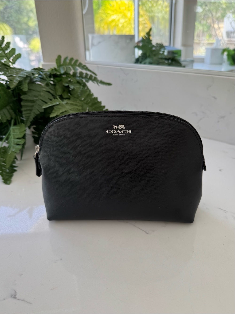 Coach Black Saffiano Leather Cosmetic Case